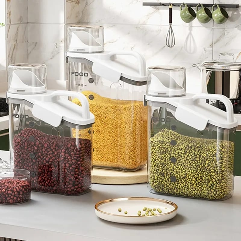 Acrylic Cereal|Food Storage Container 1.8kg Capacity, Airtight for Dry Food and Cereal Storage.