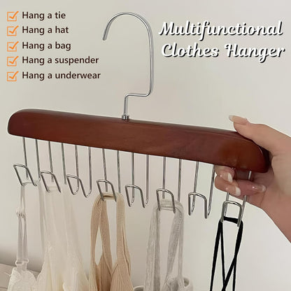 All-in-One Hanger – 360° Rotating Closet Organizer with 8 Hooks for Bras, Tops, Camisoles, Scarves, and Belts, Space-Saving Design