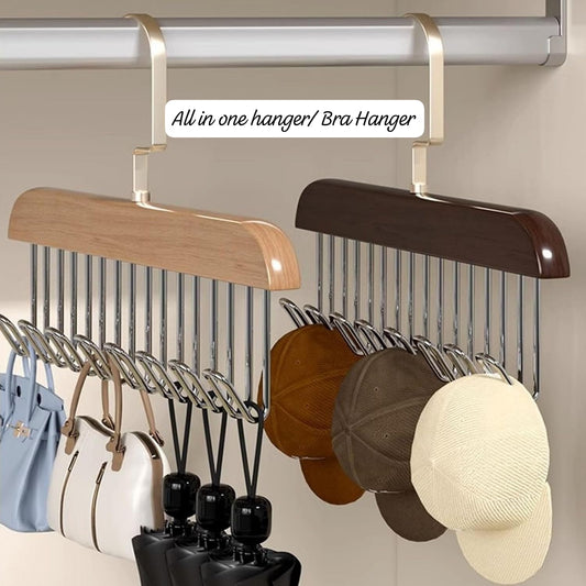 All-in-One Hanger – 360° Rotating Closet Organizer with 8 Hooks for Bras, Tops, Camisoles, Scarves, and Belts, Space-Saving Design