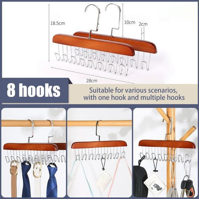 All-in-One Hanger – 360° Rotating Closet Organizer with 8 Hooks for Bras, Tops, Camisoles, Scarves, and Belts, Space-Saving Design