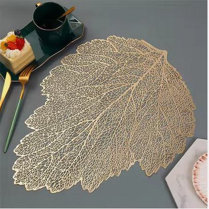 Nordic Leaf Table Mat  Stylish PVC Placemat for Dining & Home Decor.