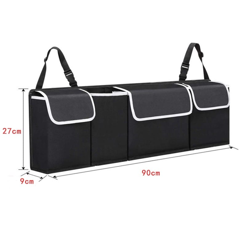 Car Trunk Organizer/Back Seat Hanging Storage – High Capacity Foldable Oxford Storage Box (90x25x12cm)