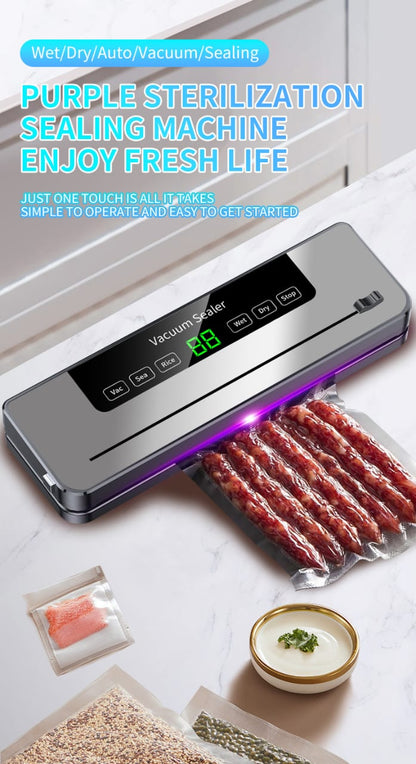 Electric Vacuum Sealer Machine with 50pcs Packaging Papers |Automatic Multifunctional Food Sealer, Waterproof Touch Screen, 120W Power