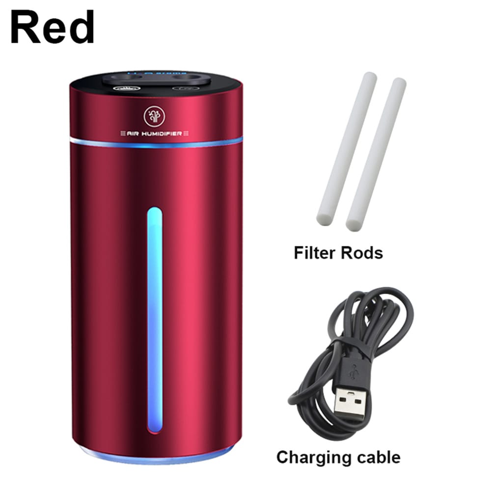 Car Humidifier | Rechargeable Dual Spray Intelligent Aromatherapy Mist Sprayer, 400ml Humidifier & Perfume Diffuser (Black, Red, Purple)