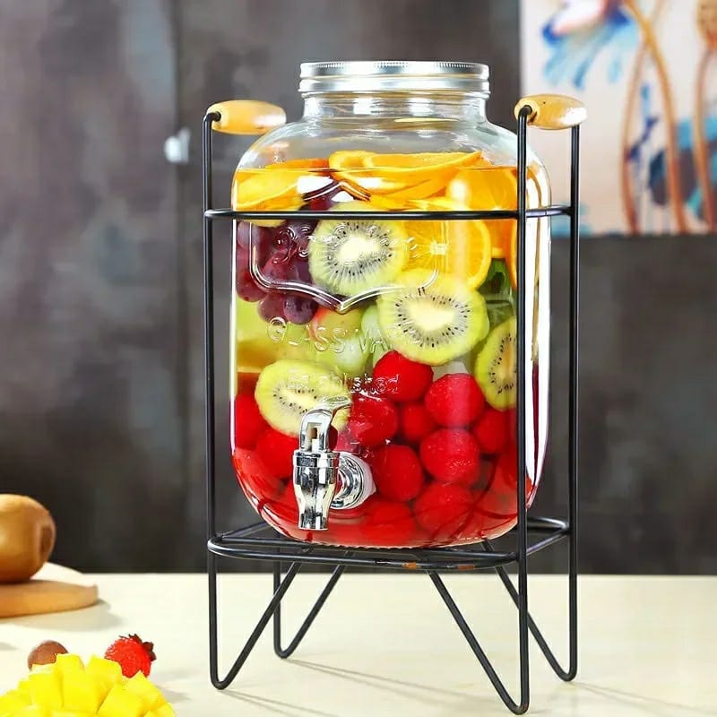 8L Glass Juice Dispenser with Metallic Stand | Perfect for Parties and Gatherings | Parties, events, and everyday use