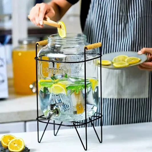 8L Glass Juice Dispenser with Metallic Stand | Perfect for Parties and Gatherings | Parties, events, and everyday use