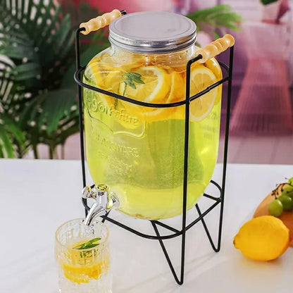 8L Glass Juice Dispenser with Metallic Stand | Perfect for Parties and Gatherings | Parties, events, and everyday use