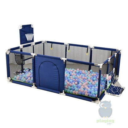 Square Baby Playpen Oxford Cloth, 2.7M Inner Area with 100 Balls (7cm), Navy Blue