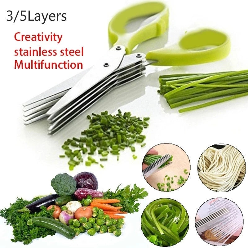 MultiFunctional Stainless Steel 3|5 Layer Kitchen Scissors Pepper Shredder, Scallion Cutter, Cooking Tool