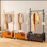 100cm Metallic Cloth Rack with Wheels Durable Clothes Organizer for Home or Office