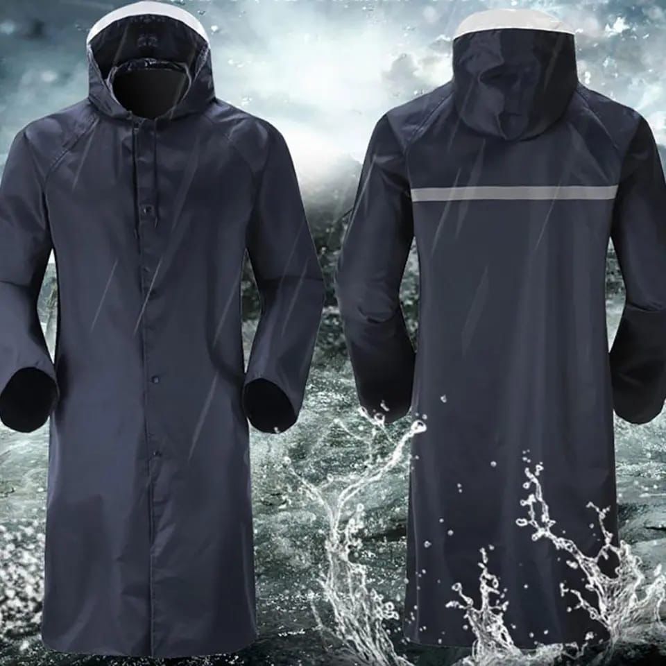 High Quality Adult Raincoat with Cap Unisex, 110cm Length, Fits Up to 120kgs