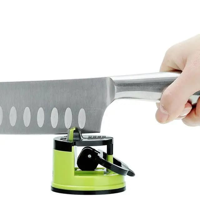 Knife Sharpener with NonSlip Suction Base| Safe & Effortless Grinding for Kitchen, Chef, Bread, and Scissors – Available in Blue and Red