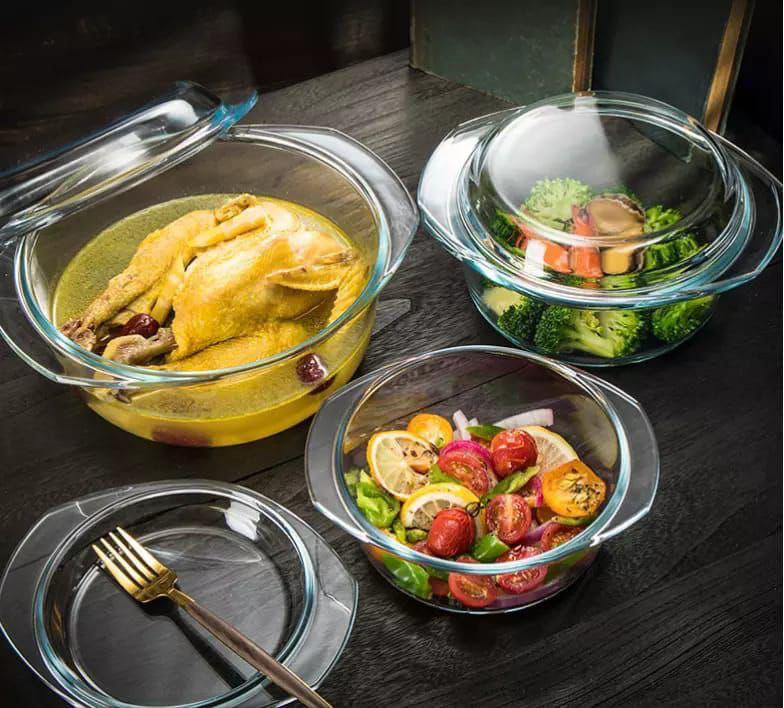 Signature Glass Casseroles with Glass Lids (Set of 3) – 0.7L, 1L, 1.5L Capacity