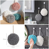 Chenille Towels Soft Absorbent Kitchen Bathroom Towel Ball, Quick Drying Microfiber