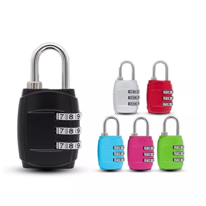 4Digit Combination Password Lock Metal Suitcase Luggage Padlock for Travel, Anti Theft Security (Black)