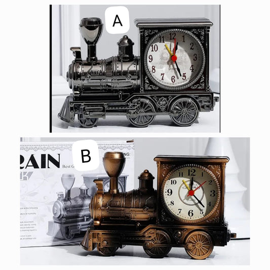 Retro Locomotive Alarm Clock  Vintage Train Design, Decorative Desk and Bedside Clock