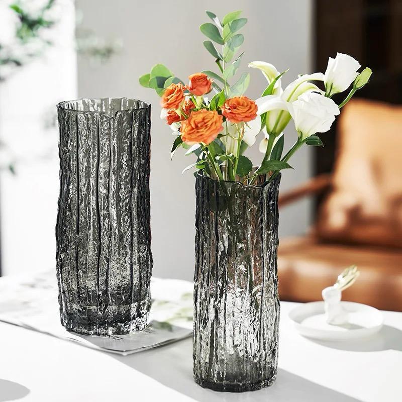 Modern Creative Dark Glass Vase – 40cm Elegant Decorative Vase for Home Décor