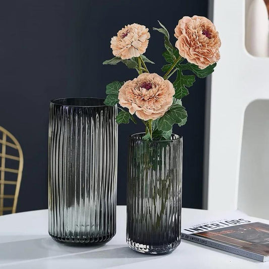 High Quality Modern Creative Dark Glass Vase |28cm Decorative Home Accent | Decor Piece