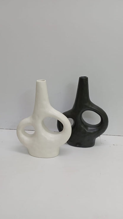 Vase Doughnut Long  Modern Decorative Vase (Available in White and Black)