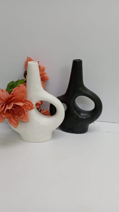 Vase Doughnut Long  Modern Decorative Vase (Available in White and Black)