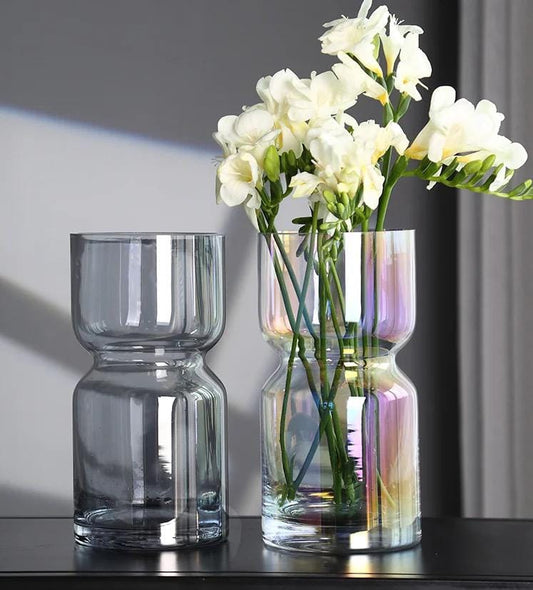 Modern Creative Dark Glass Vase – 35cm Elegant Decorative Vase for Home Décor