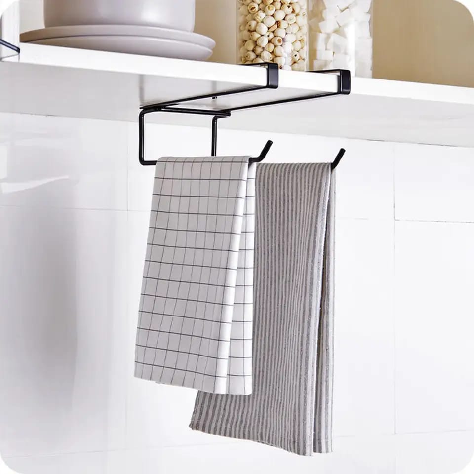 Household Kitchen Utensils Cabinet Paper Towel Rack  Free Perforated Plastic Wrap Storage & Toilet Roll Holder