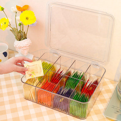 Acrylic Tea Bag/Coffee Organizer | 8 Compartments, Removable Dividers, Stackable Design