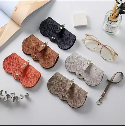 Soft Leather Sunglasses Bag | Portable Slim Glasses Case Holder (Grey, Brown, Black)