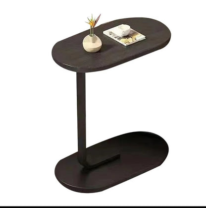 C Shaped Side Table  | MultiPurpose Slide Under Seat Table with White Finish