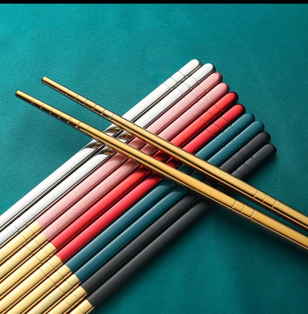 6 Pairs Stainless Steel Chopsticks | Durable, Reusable, and Elegant for Everyday UseProduct