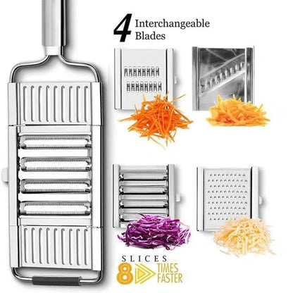 4in1 Vegetable Slicer with 4 Interchangeable Heads | MultiPurpose Grater, Cutter, Peeler for Fruits & Vegetables