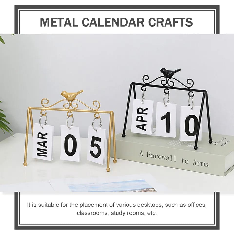 Elegant Desk Calendar Available in Black and Gold, Perfect for Home or Office Organization