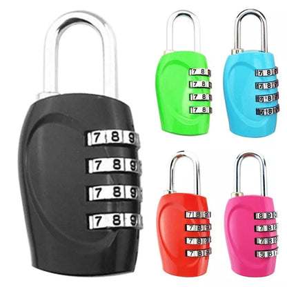 4Digit Combination Password Lock Metal Suitcase Luggage Padlock for Travel, Anti Theft Security (Black)