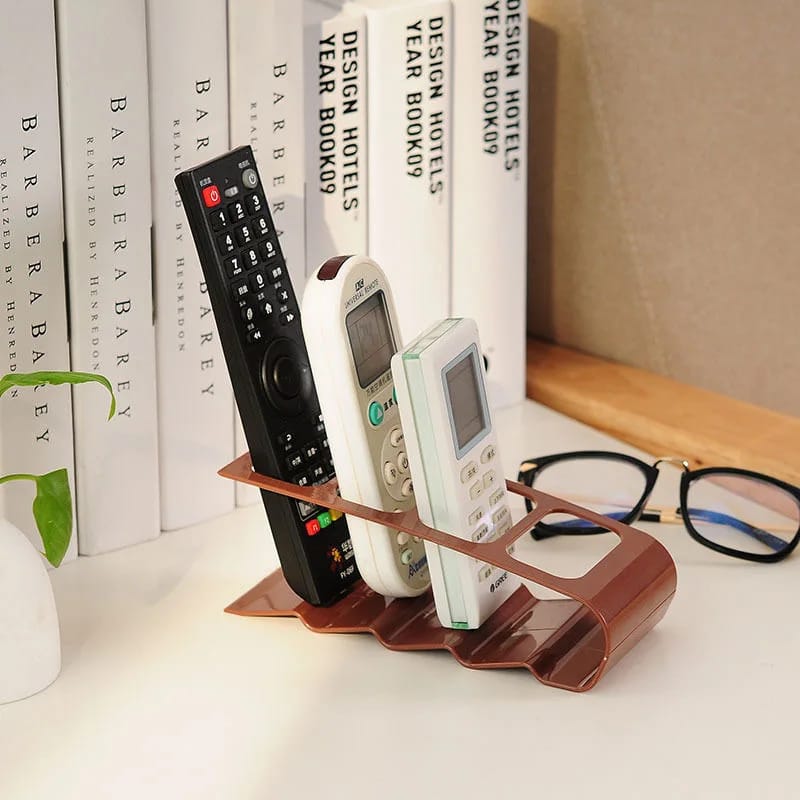 4 Slot Plastic Remote Control Holder Desktop Organizer for Home Appliances, Phone, and Sundries.