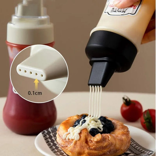 350ml Five-Hole Sauce Squeeze Bottle – Plastic Ketchup, Honey, and Condiment Dispenser for Kitchen Use