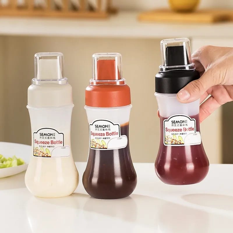 350ml Five-Hole Sauce Squeeze Bottle – Plastic Ketchup, Honey, and Condiment Dispenser for Kitchen Use