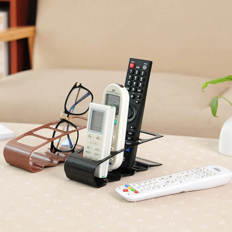 4 Slot Plastic Remote Control Holder Desktop Organizer for Home Appliances, Phone, and Sundries.