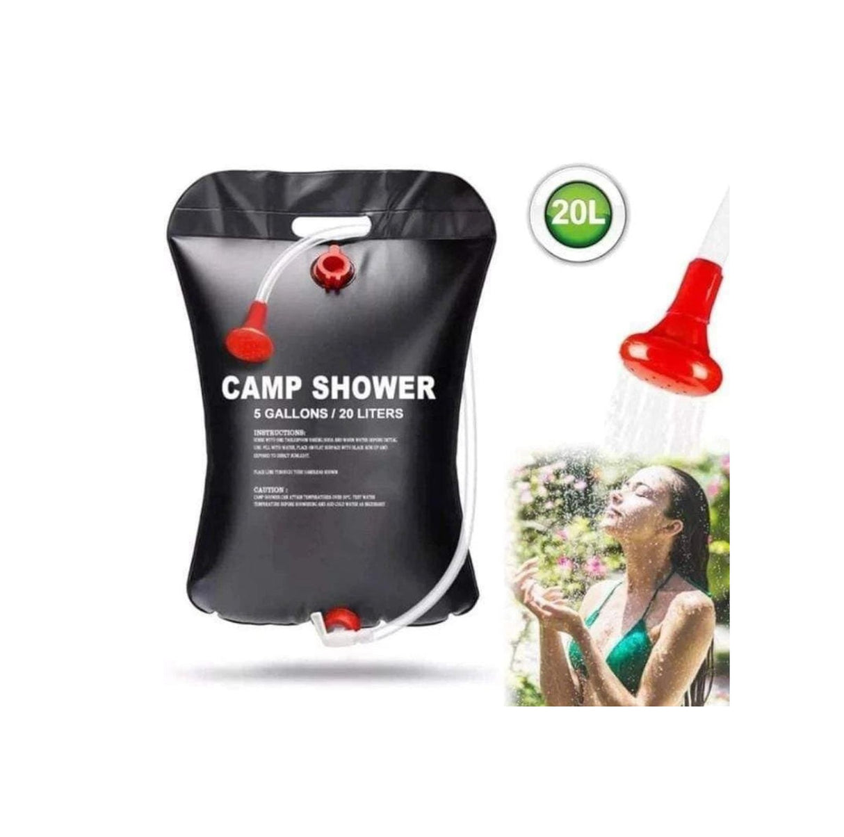 20 Litres Camping Shower Bag  Portable Solar Heating Outdoor Shower for Hiking, Camping, and Travel