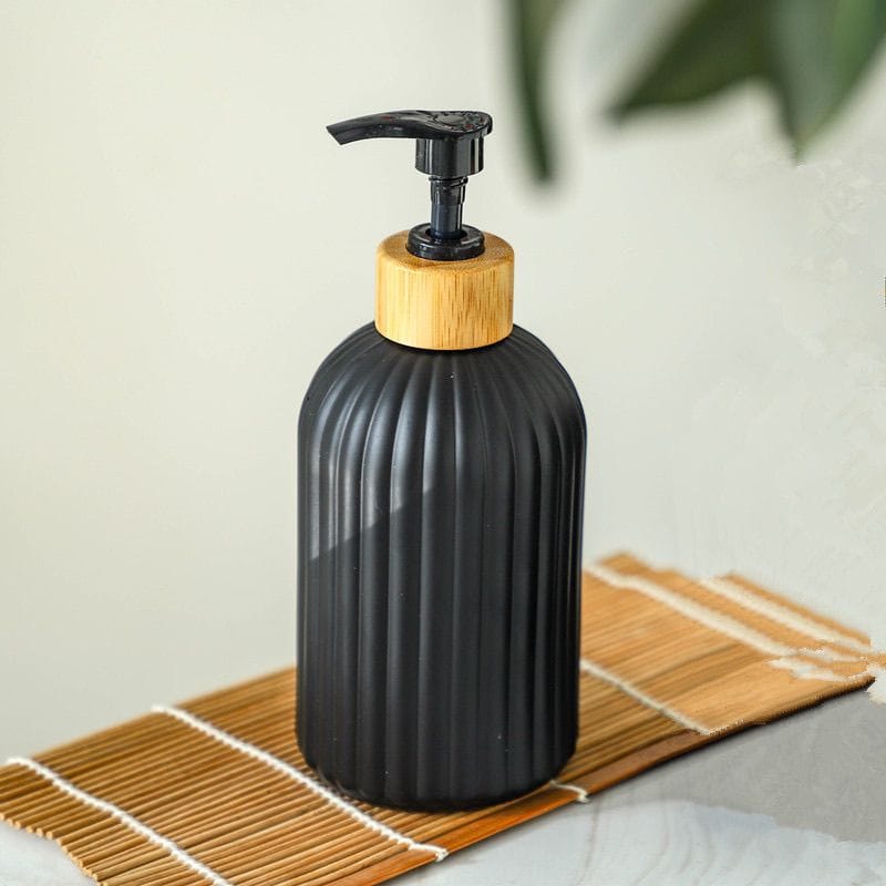 Luxury Lotion, Soap & Gel Dispenser Shower Gel & Shampoo Container with Bamboo Lid (Available in Black & White)