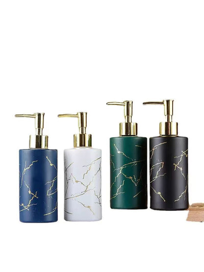 Luxury Ceramic Lotion, Soap, & Gel Dispenser 300ml Shower Gel & Shampoo Container, Available in White, Blue, Black, Navy Blue