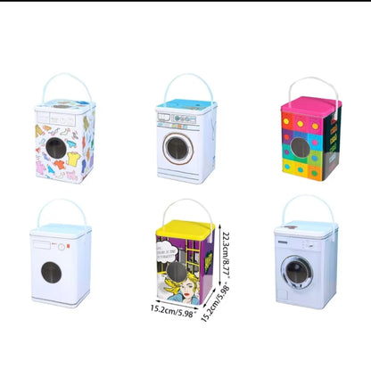 Washing Machine Themed Laundry Detergent Storage Container – 4.6L Tinplate Powder Storage Box