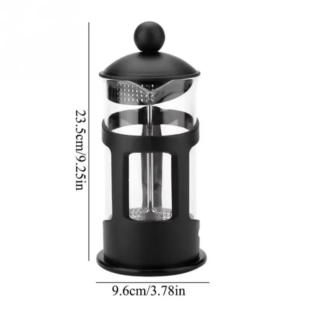 French Press Coffee & Tea Maker | 600ml Round Top Press in Black | Durable Plastic & Glass Construction