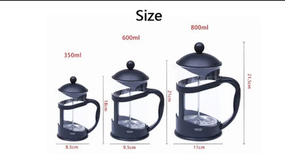 French Press Coffee & Tea Maker | 600ml Round Top Press in Black | Durable Plastic & Glass Construction