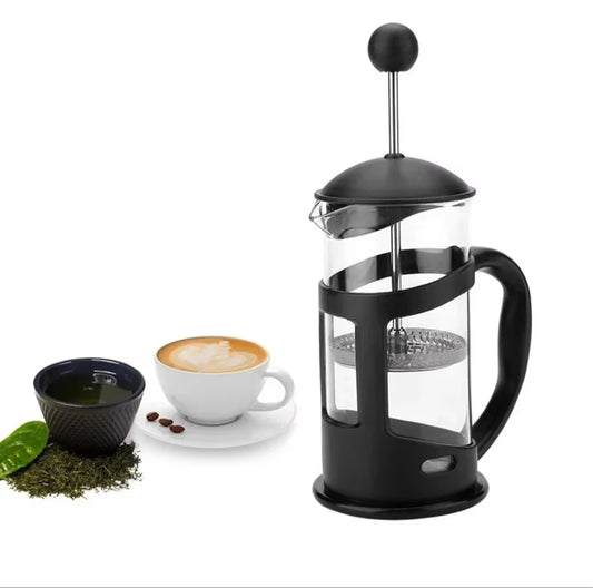 French Press Coffee & Tea Maker | 600ml Round Top Press in Black | Durable Plastic & Glass Construction