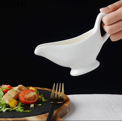 Ceramic Saucing Jug | 240ml Elegant White Pouring Jug (17cm x 7cm)