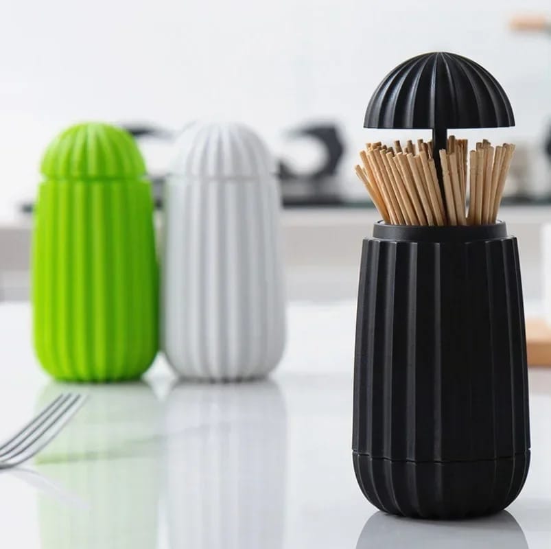 Retractable Toothpick Holder – Automatic Pop-Up Toothpick Dispenser (Available in White, Black, Green)