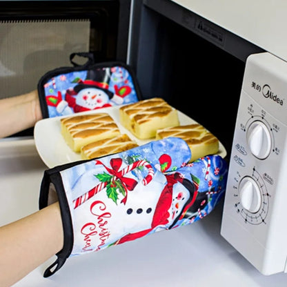 Oven Mitten 2in1 Cotton Padded Heat Resistant Glove and Holder for Baking & Cooking