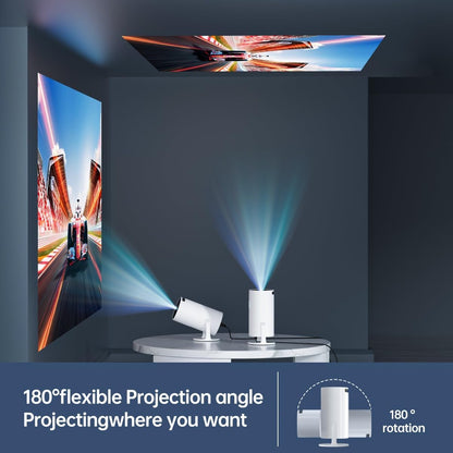 Smart Portable Projector – 120 ANSI Lumens, Wireless Screen Casting, 130° Huge Screen, Built-in Wi-Fi, Bluetooth & HDMI