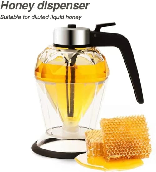 Exquisite Diamond Glass Honey/Oil Dispenser – Drip-Free, 200ml Capacity for Olive Oil, Honey, Vinegar & Condiments