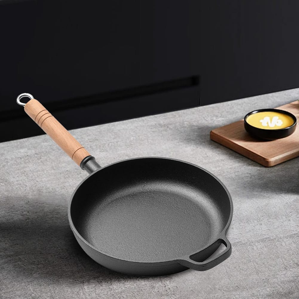 Thickened Cast Iron Frying Pan – 25cm Non-Stick Heavy Duty Pan for Frying and Chapati